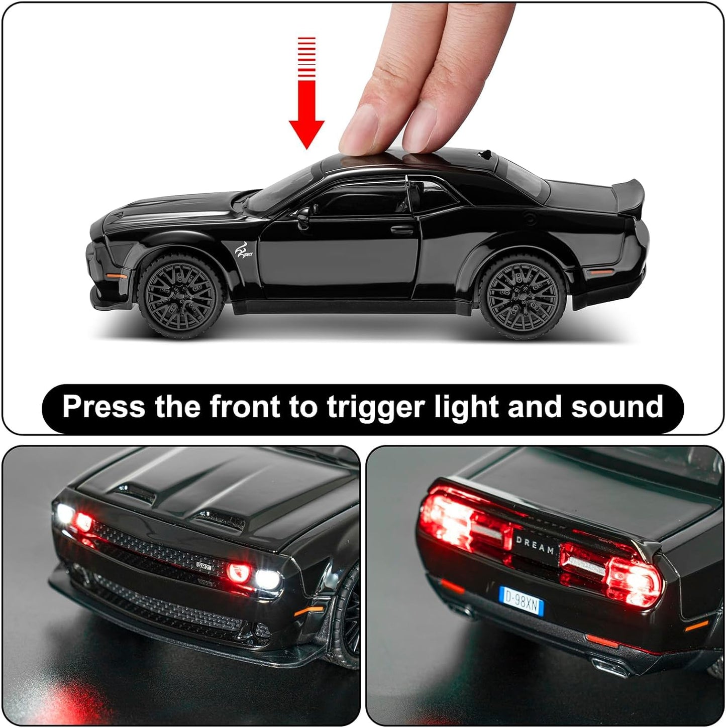 1:32 Die-Cast Dodge Challenger Model Car β Pull Back with Lights & Sounds