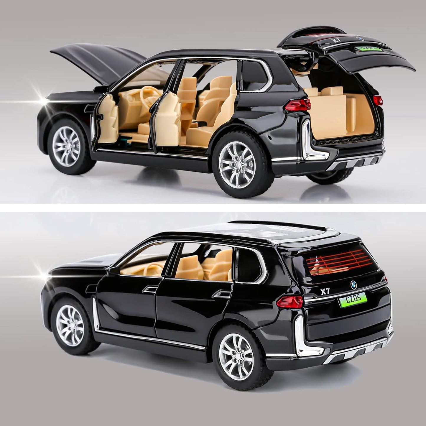 1/24 Big BMW Toy Car Metal Pull Back Diecast Car with Openable Door and Sound Light, Gifts Toys for Kids