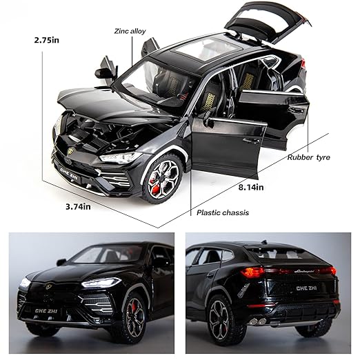 1/24 Big Lamborghini Urus Toy Car Metal Pull Back Diecast Car with Openable Door and Sound Light, Gifts Toys for Kids