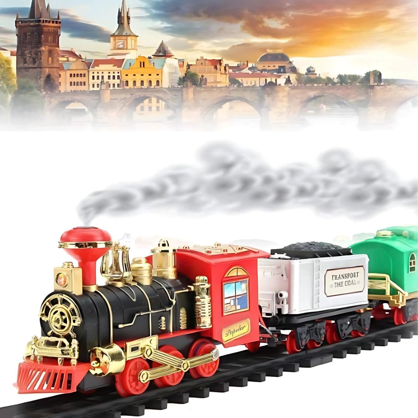 Real Smoke Classic Vintage Toy Train Set for Kids