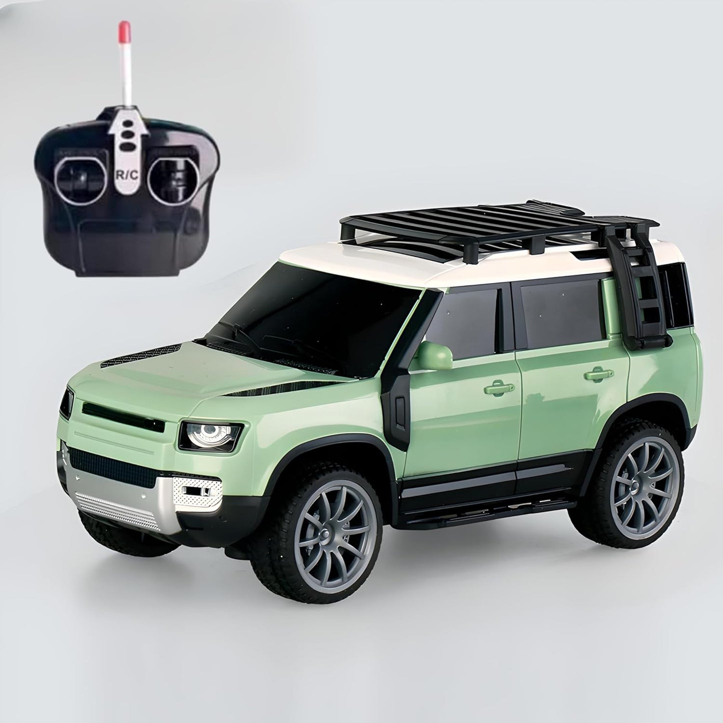 High-Speed Off-Road RC Defender โ Light-Up Remote Control Racing Car Toy