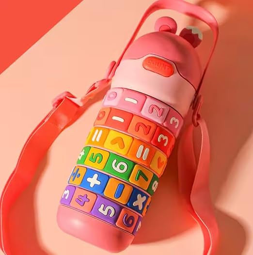 Kids Educational Water Bottle with Math Learning Puzzle, Rainbow Numbers and Symbols Simplyfiy Home