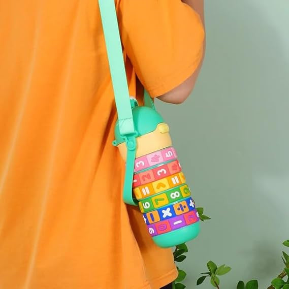 Kids Educational Water Bottle with Math Learning Puzzle, Rainbow Numbers and Symbols Simplyfiy Home