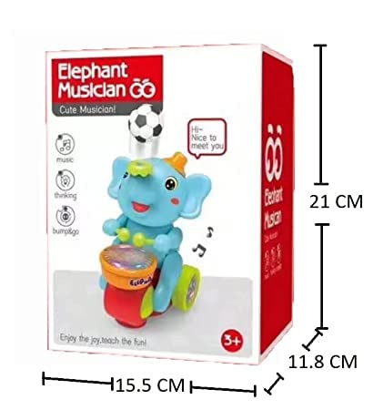 Elephant Musician Toy with Music and Flashing Light For Kids