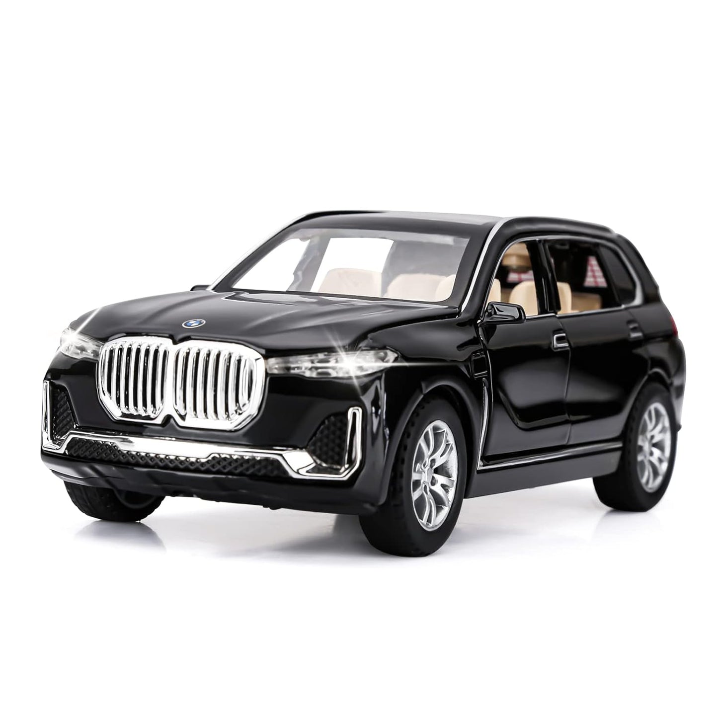 1/24 Big BMW  Toy Car Metal Pull Back Diecast Car with Openable Door and Sound Light, Gifts Toys for Kids