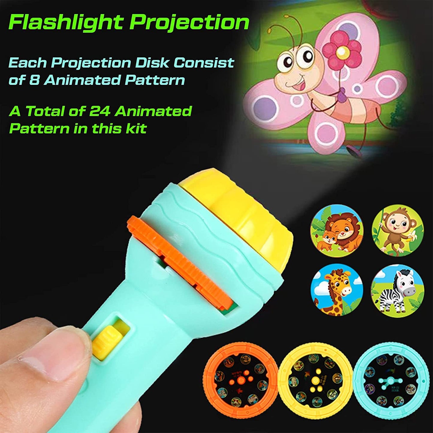 3 Slides 24 Patterns Mini Projector Torch Toy Simplyfiy Home