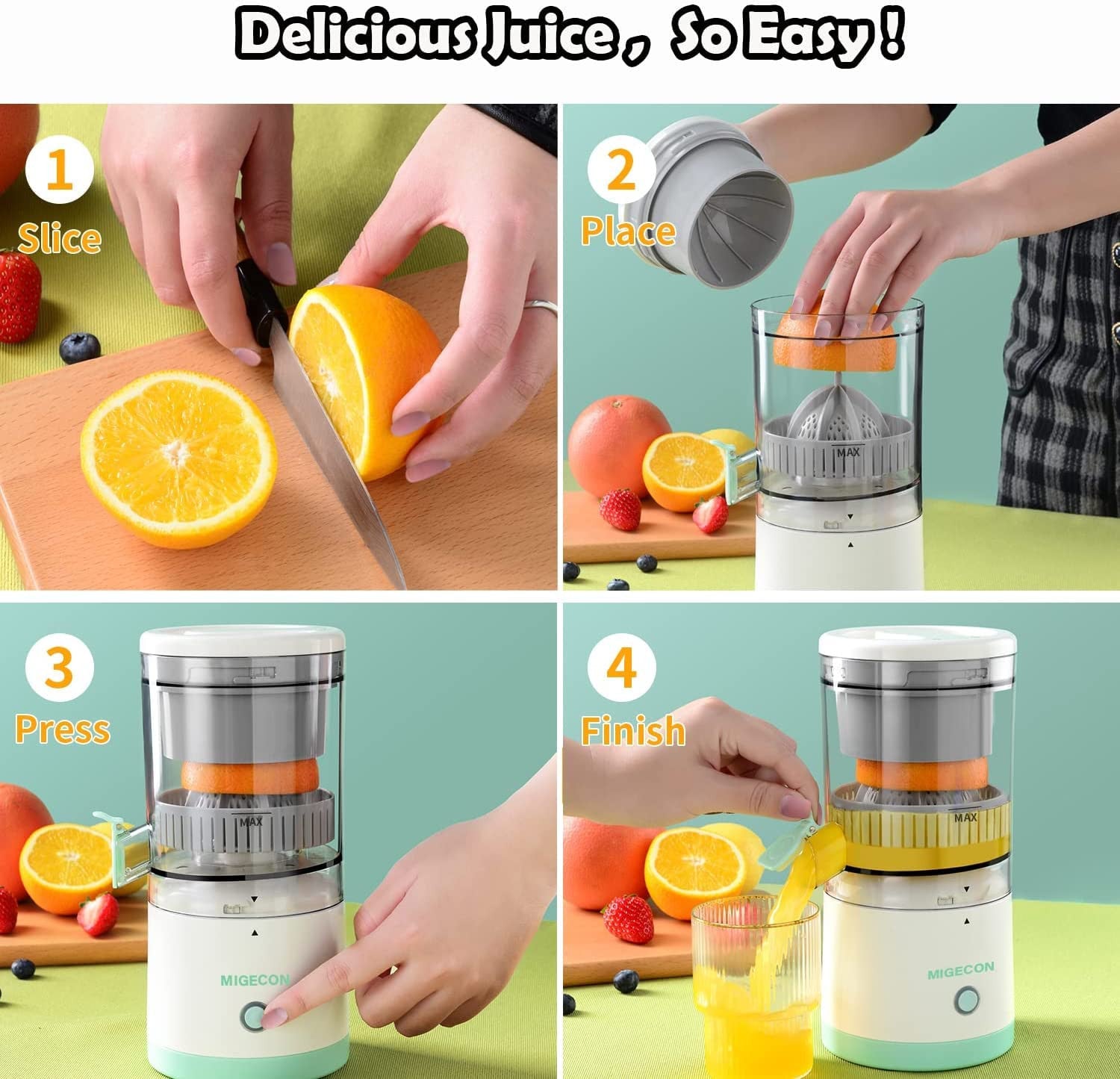 Wireless Electric Citrus Juicer Squeeze Juicer Electric Fruit Juicer Simplyfiy Home