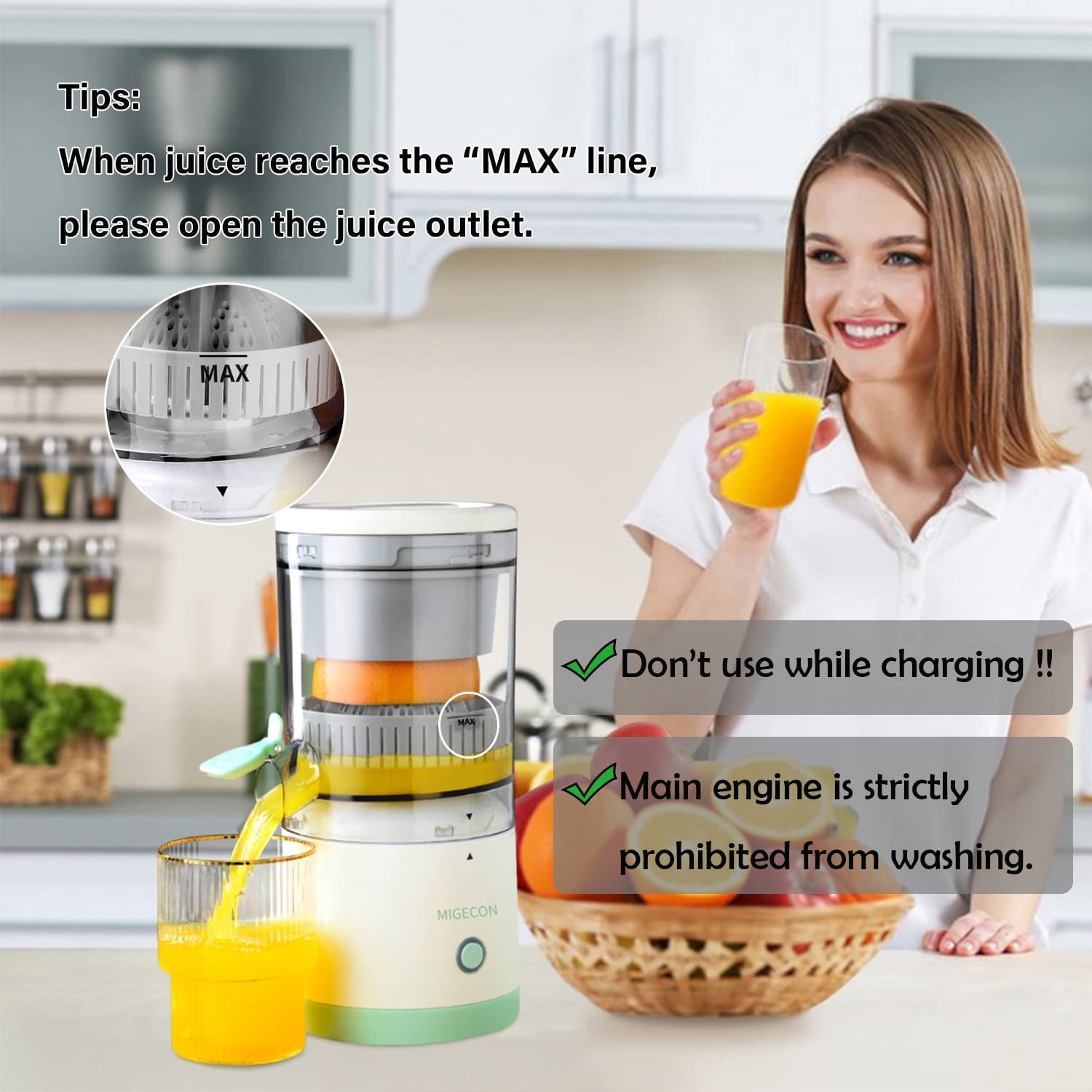 Wireless Electric Citrus Juicer Squeeze Juicer Electric Fruit Juicer Simplyfiy Home