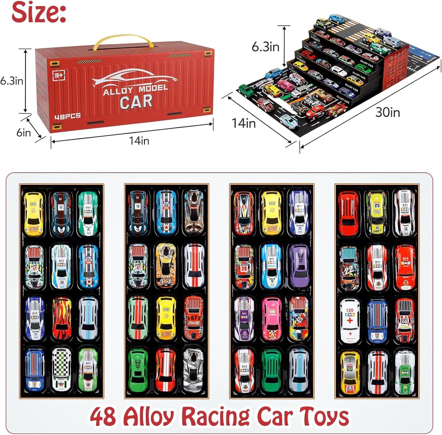 48-Piece Deluxe Alloy Toy Car Set – Large Luxury Gift Box