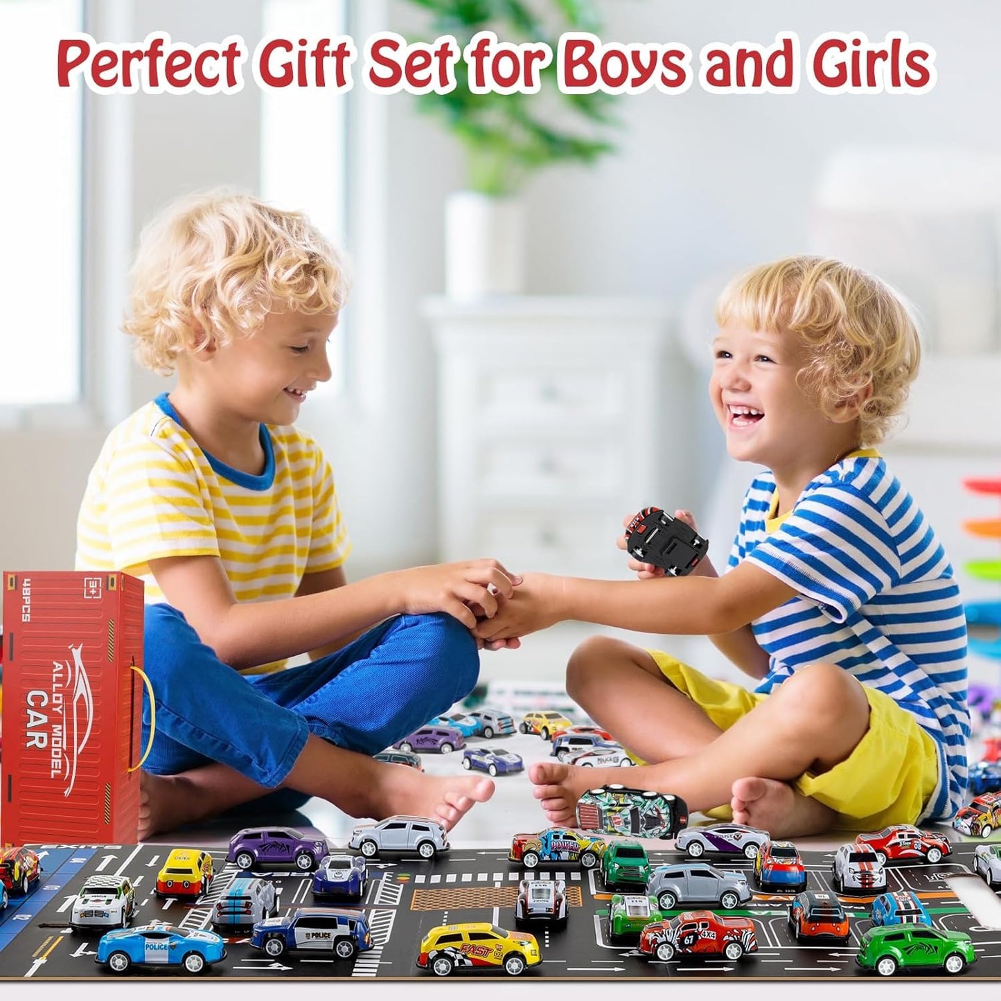 48-Piece Deluxe Alloy Toy Car Set – Large Luxury Gift Box