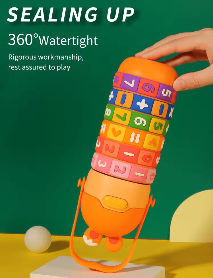 Kids Educational Water Bottle with Math Learning Puzzle, Rainbow Numbers and Symbols Simplyfiy Home
