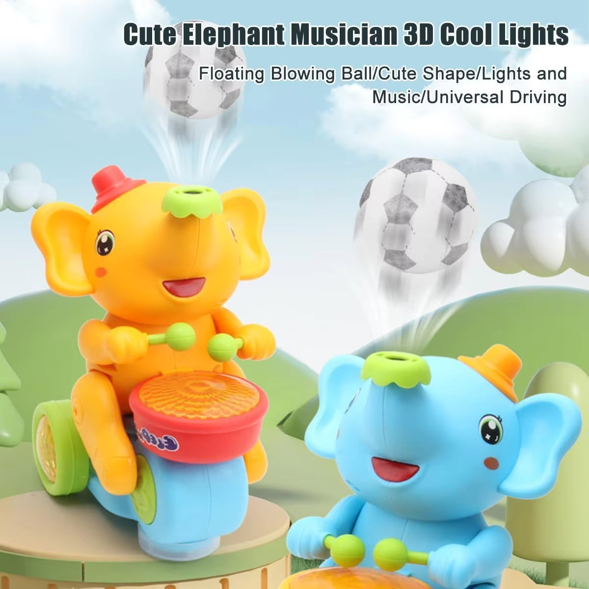 Elephant Musician Toy with Music and Flashing Light For Kids