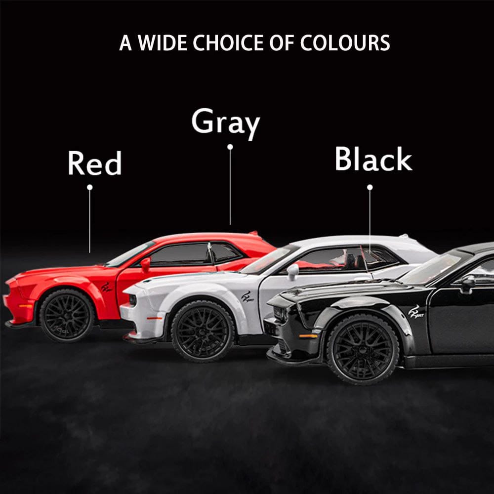1:32 Die-Cast Dodge Challenger Model Car – Pull Back with Lights & Sounds