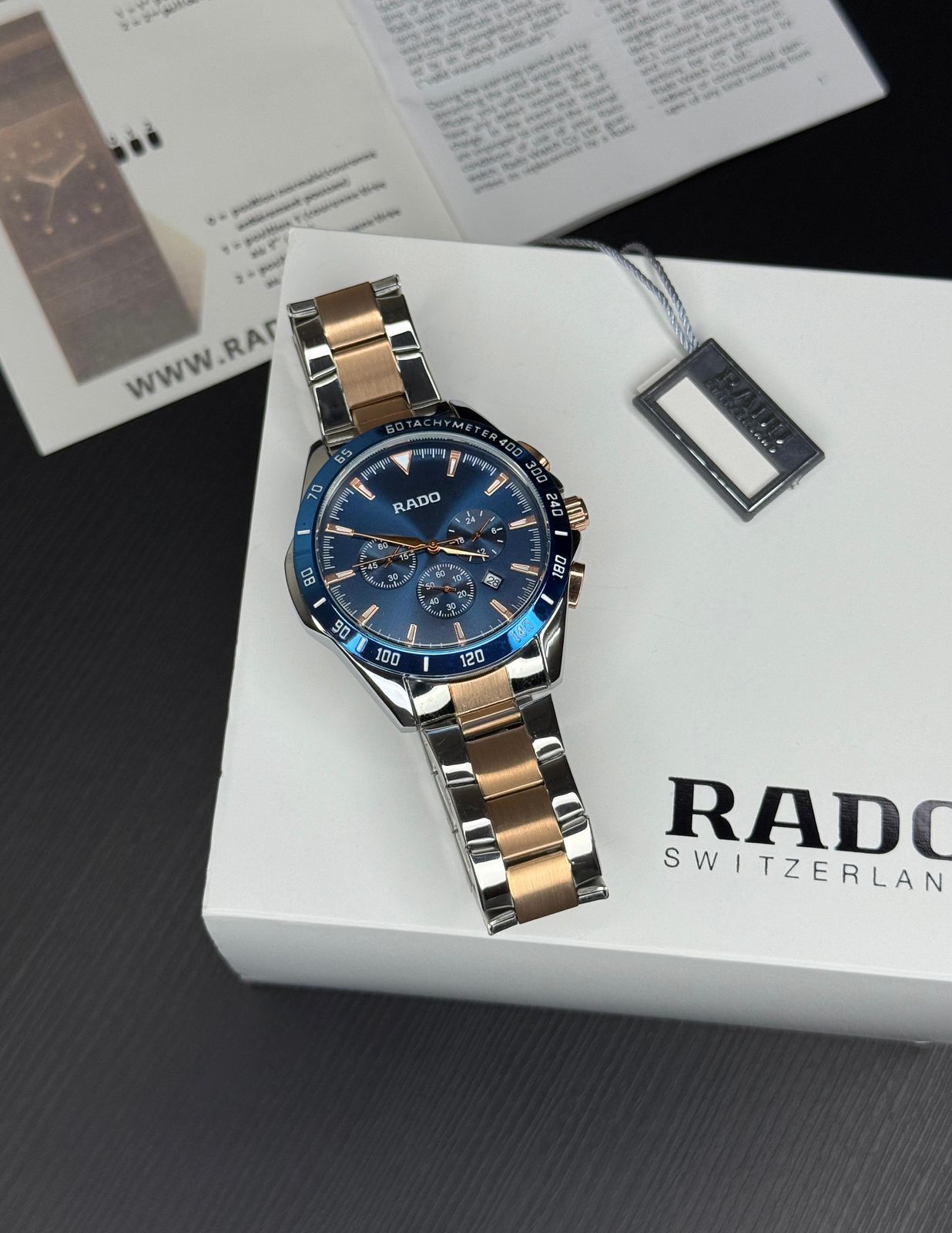RADO Chronograph Blue Dial Watch – Bold Elegance for Him